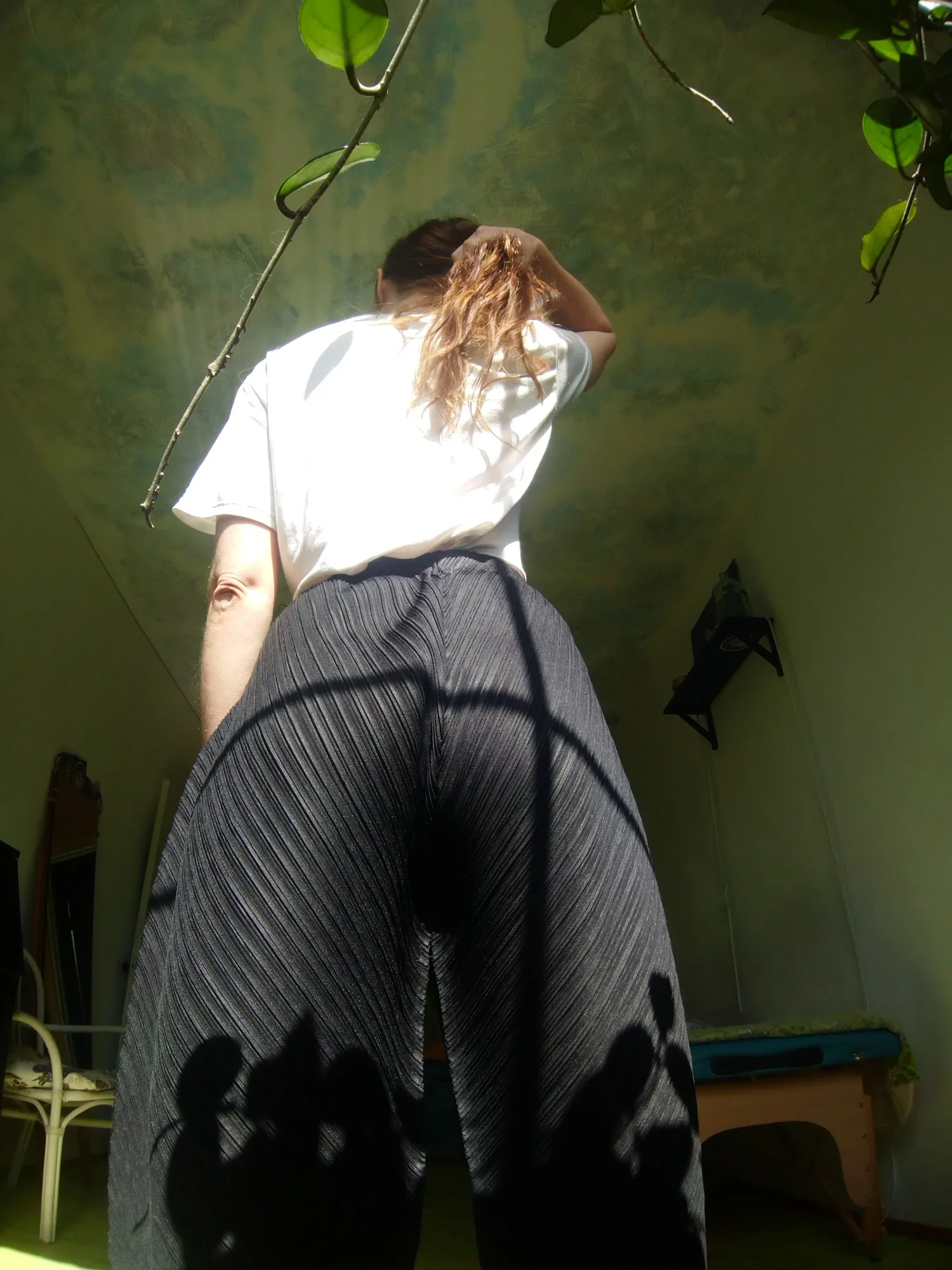 Miyake Style Women's Pleated Wide Leg Banana Pants photo review