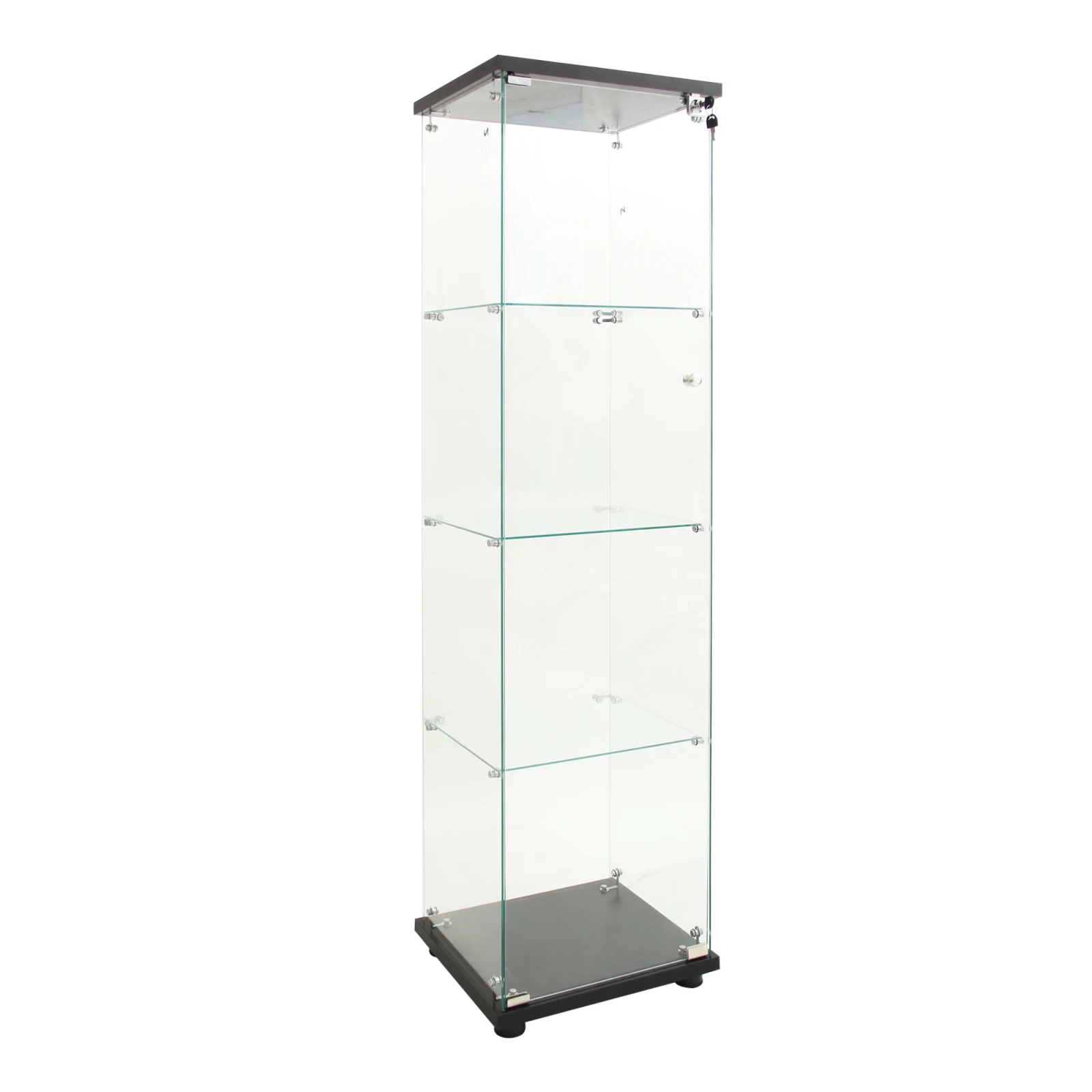 Rosahqnda vitrine en verre avec LED 4 couches objets de collection armoire livres vin bureau salon cuisine verre trempé