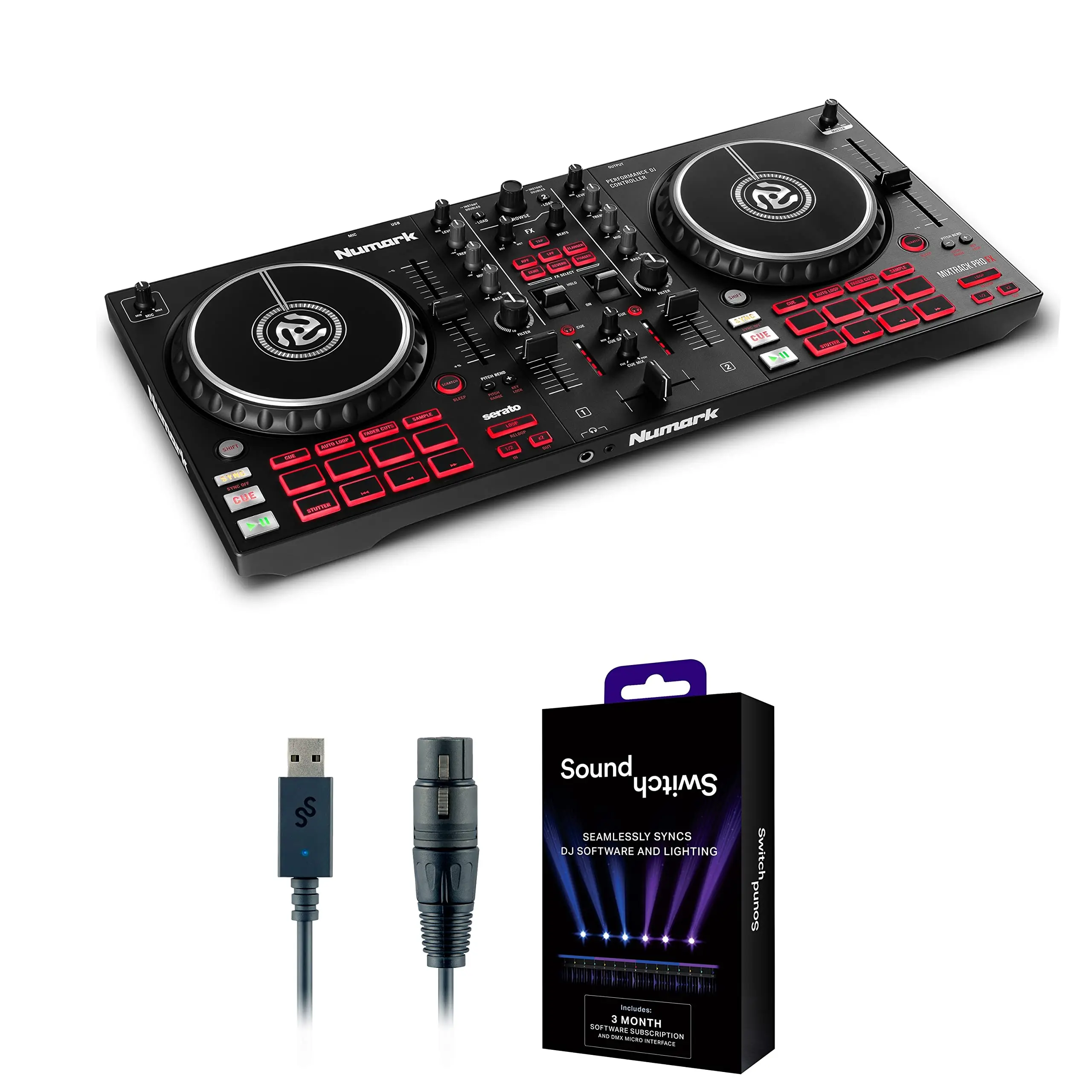 

Лидер продаж on Numark Mixtrack Pro FX Bundle с наушниками DJ и мониторами DJ