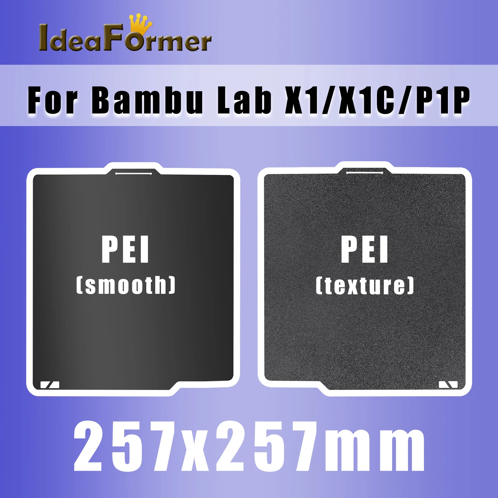 257X257Mm Pei Build Plate Double Sided Textured Pei Smooth Black Pei Letto Magnetico In Acciaio Per Molle Per Bambu X1 X1C X1-Carbon A1 X1E