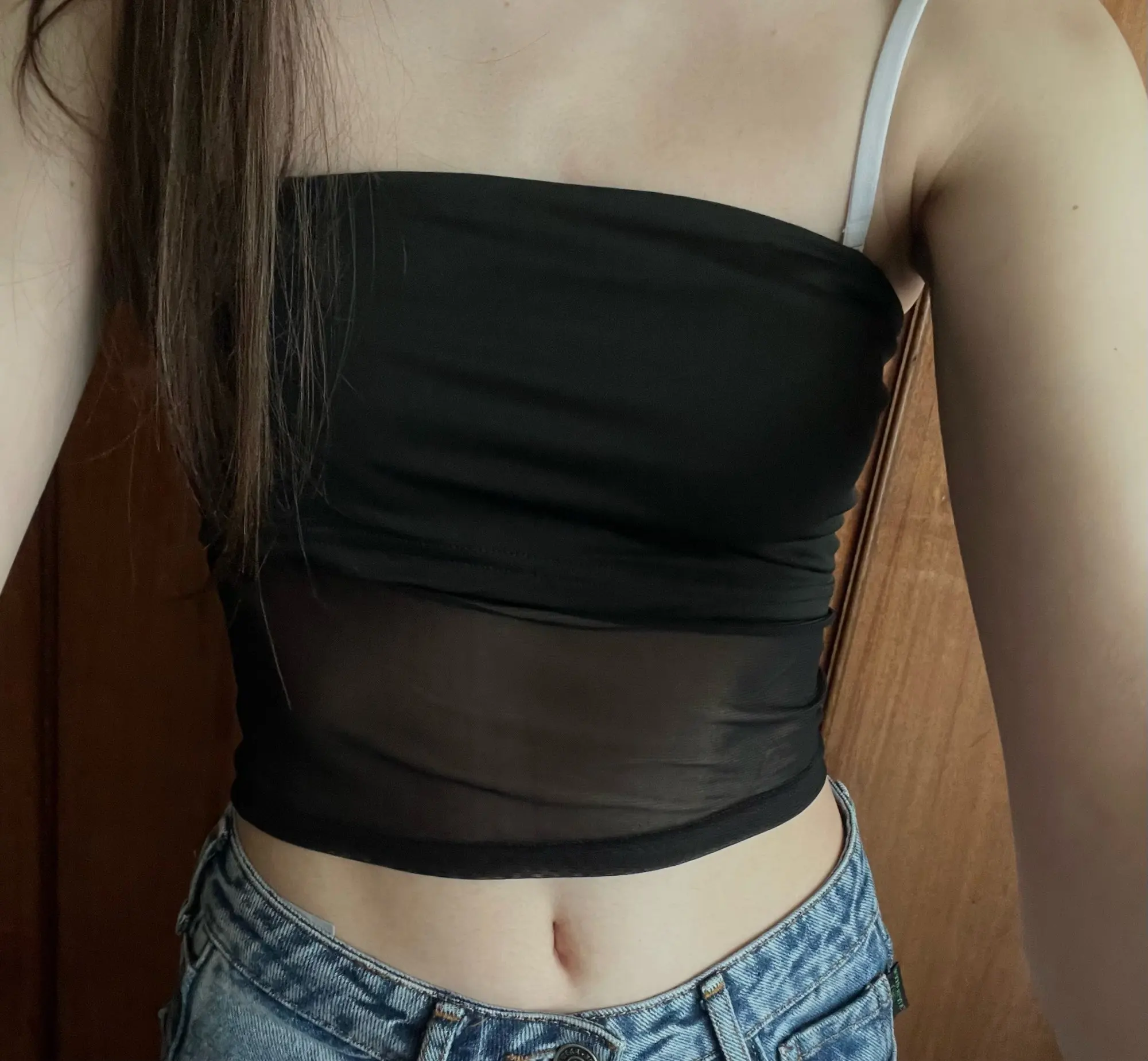 Luxe Black Bandeau Crop Top - Soft Stretch Polyester Vest photo review