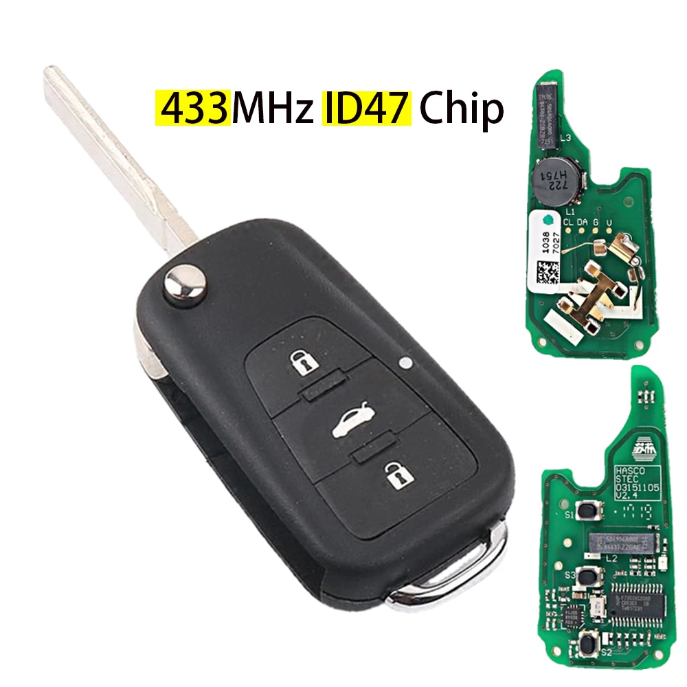 Cn097009 3 Buttons Flip Remote Key 433mhz For Mg Gt Gs Id47 Chip