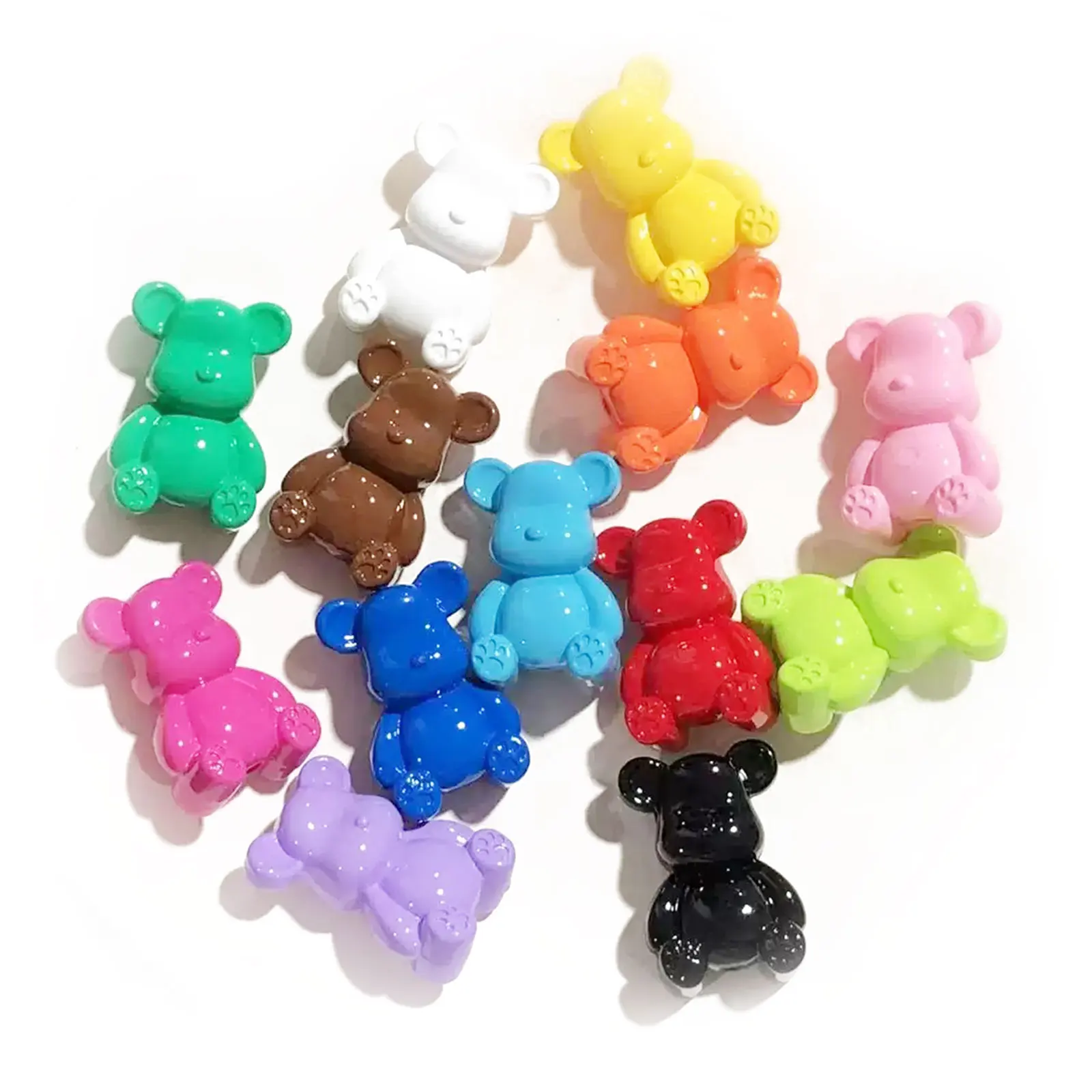 50Pcs 쥬얼리에 대한 귀여운 다채로운 곰 비즈 DIY 장식 만들기 전화 체인 열쇠 고리 팔찌 목걸이 Beadable 펜 액세서리