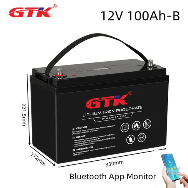 GTK Lifepo4 Batterie 12V 100Ah Wiederaufladbare mit Bluetooth App