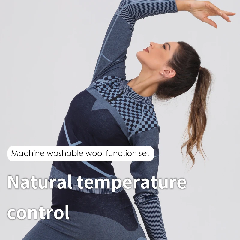 WomensWinter45Merinowool440gthermalunderwearsetFitness