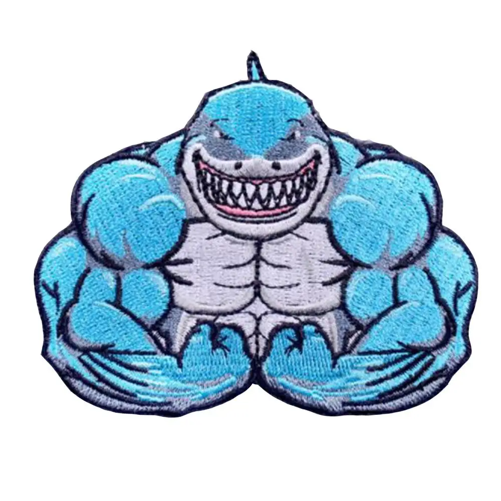 Parche para Planchado con Diseño, MXHKA-001, 1 Parche, Tiburón, Azul/Blanco, Parches de Ropa Termoadhesivo