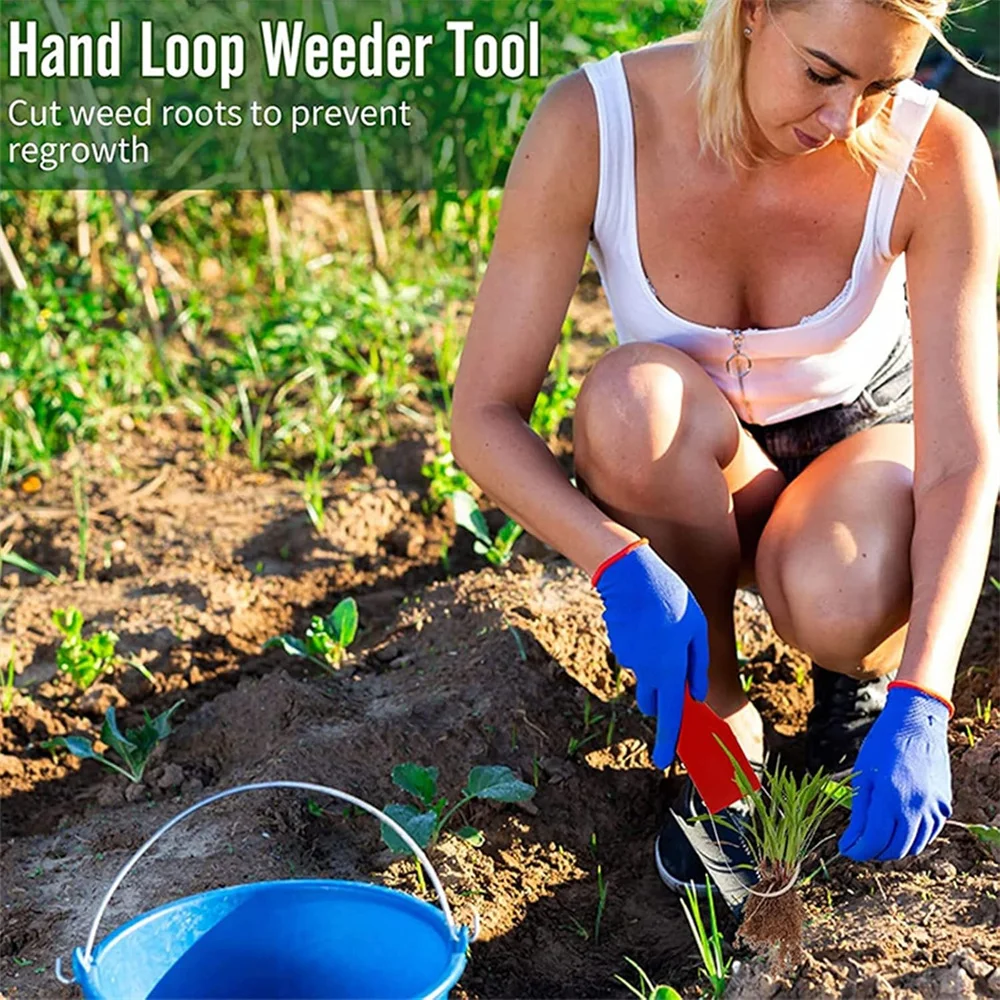 Hand Loop Weeder Manual Cut Weed Roots Metal Sharp Blade Weed Remover Plastic Handle Ring Weeder Yard Lawn Planting 1PC