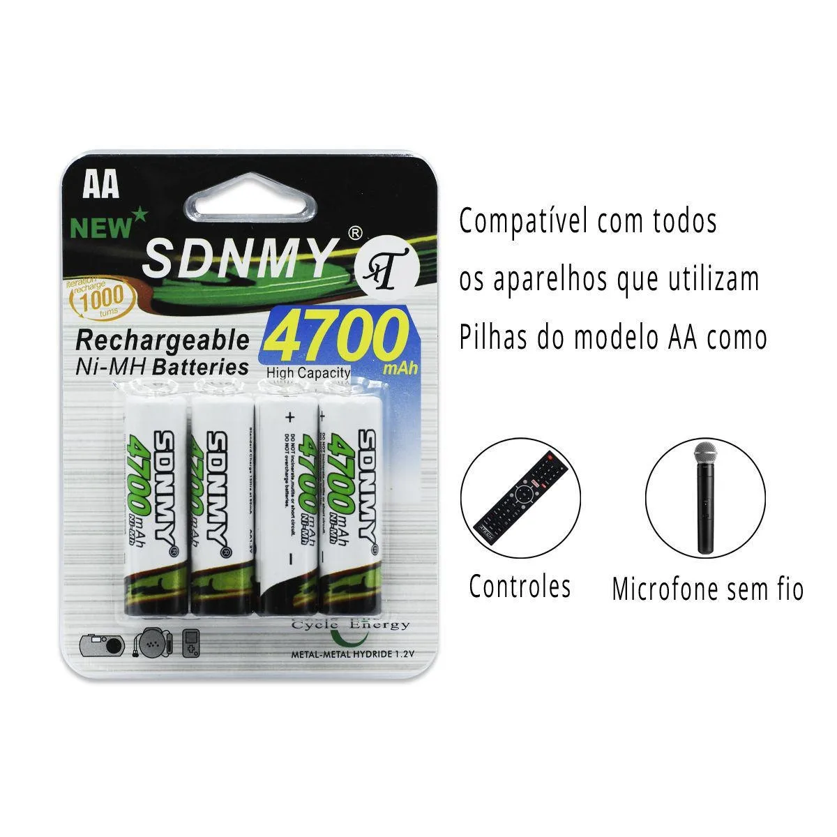 4 AA 4700mAh Rechargeable Batteries 1000 Reload