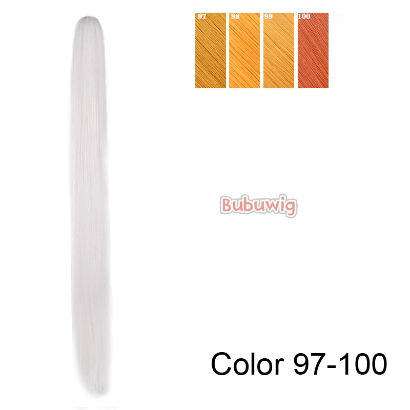 Bubuwig 합성 머리 30cm 60cm 90cm 싱글 포니테일 코스프레 가발 100 색상 퓨어 컬러 패션 애니메이션 포니테일 내열성