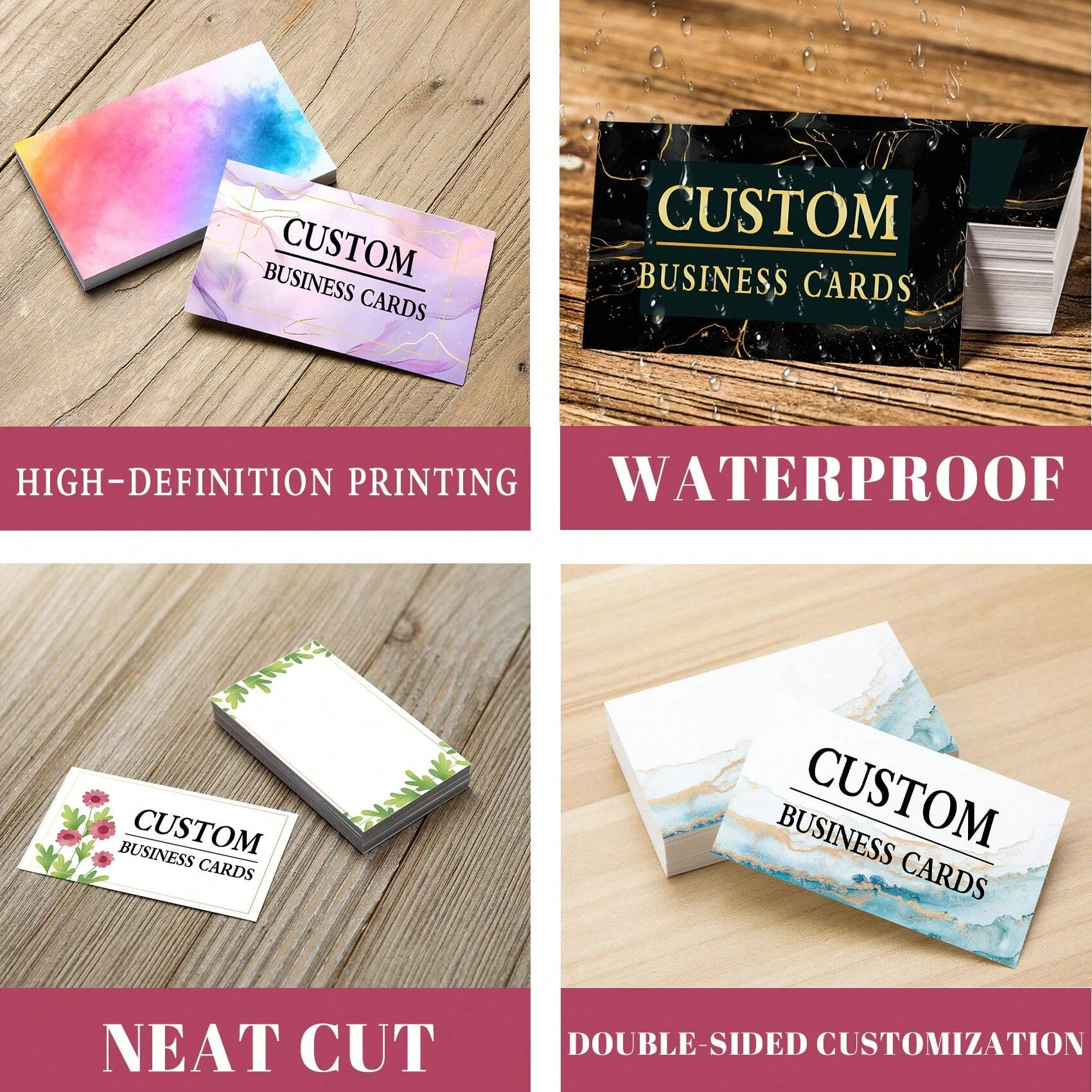 Custom Business Cards 200 Pack – Personalized With Logo, Double-Sided, 3.5 X 2 Inches