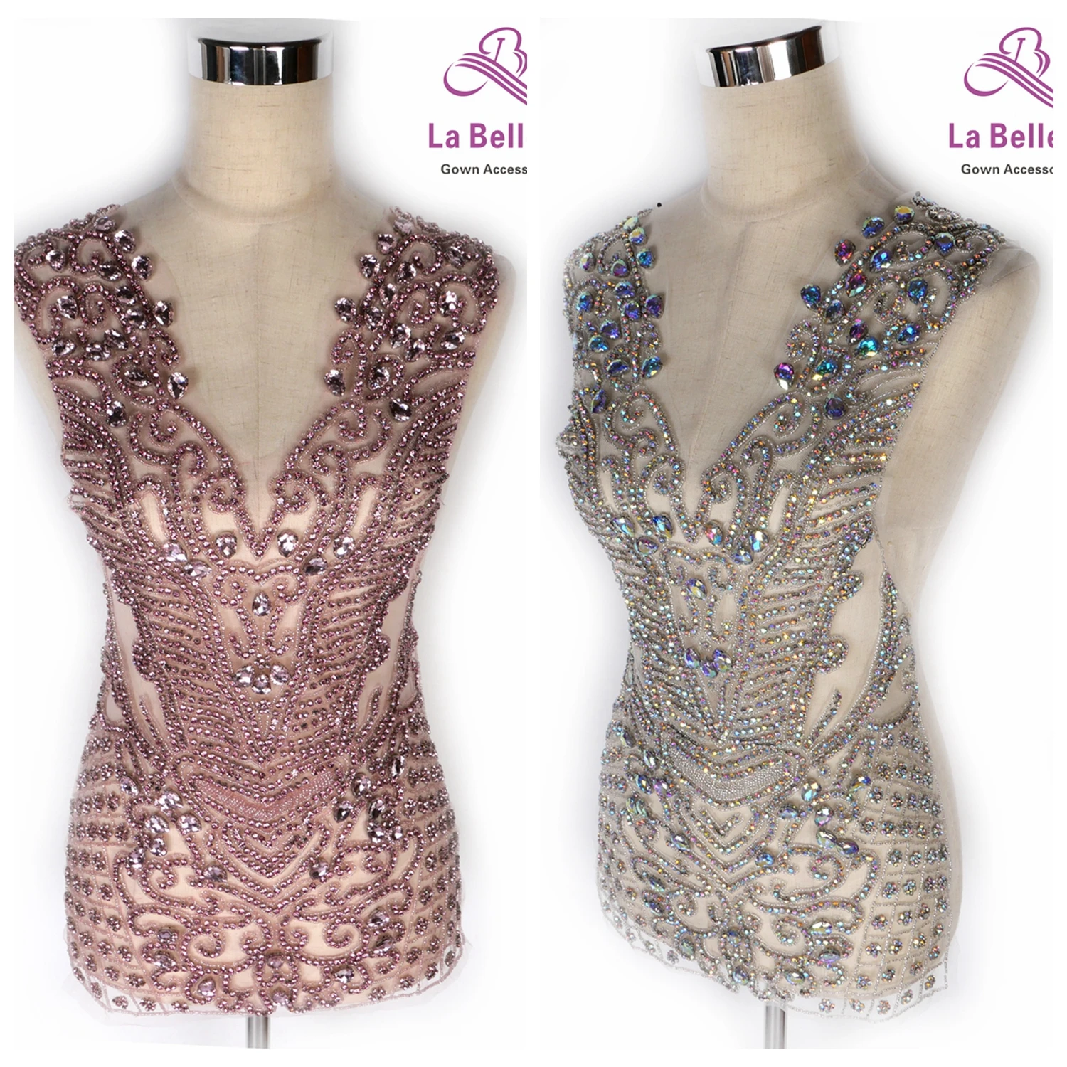 

Новая розовая Золотая Серебряная AB Роскошная лифа со стразами Бриллиантовая аппликация для свадебного выпускного платья аксессуары 75x42 см