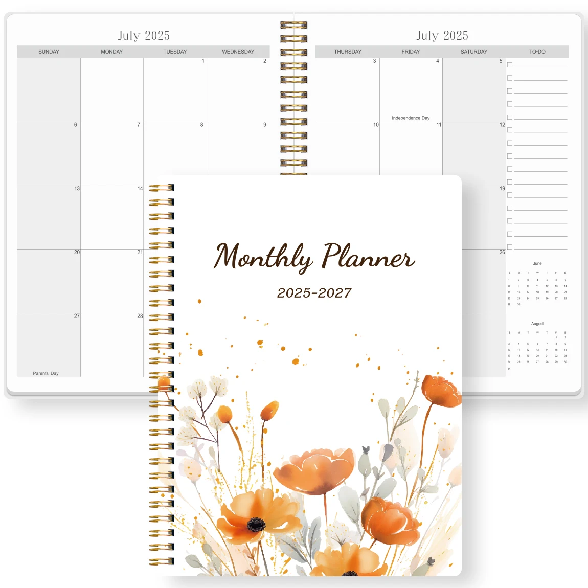 Monthly Planner 2025-2027, 24 Months Planner Calendar 2025-2027, July 2025 - June 2027, 7.3" × 9.5", Simple Calendar Planner
