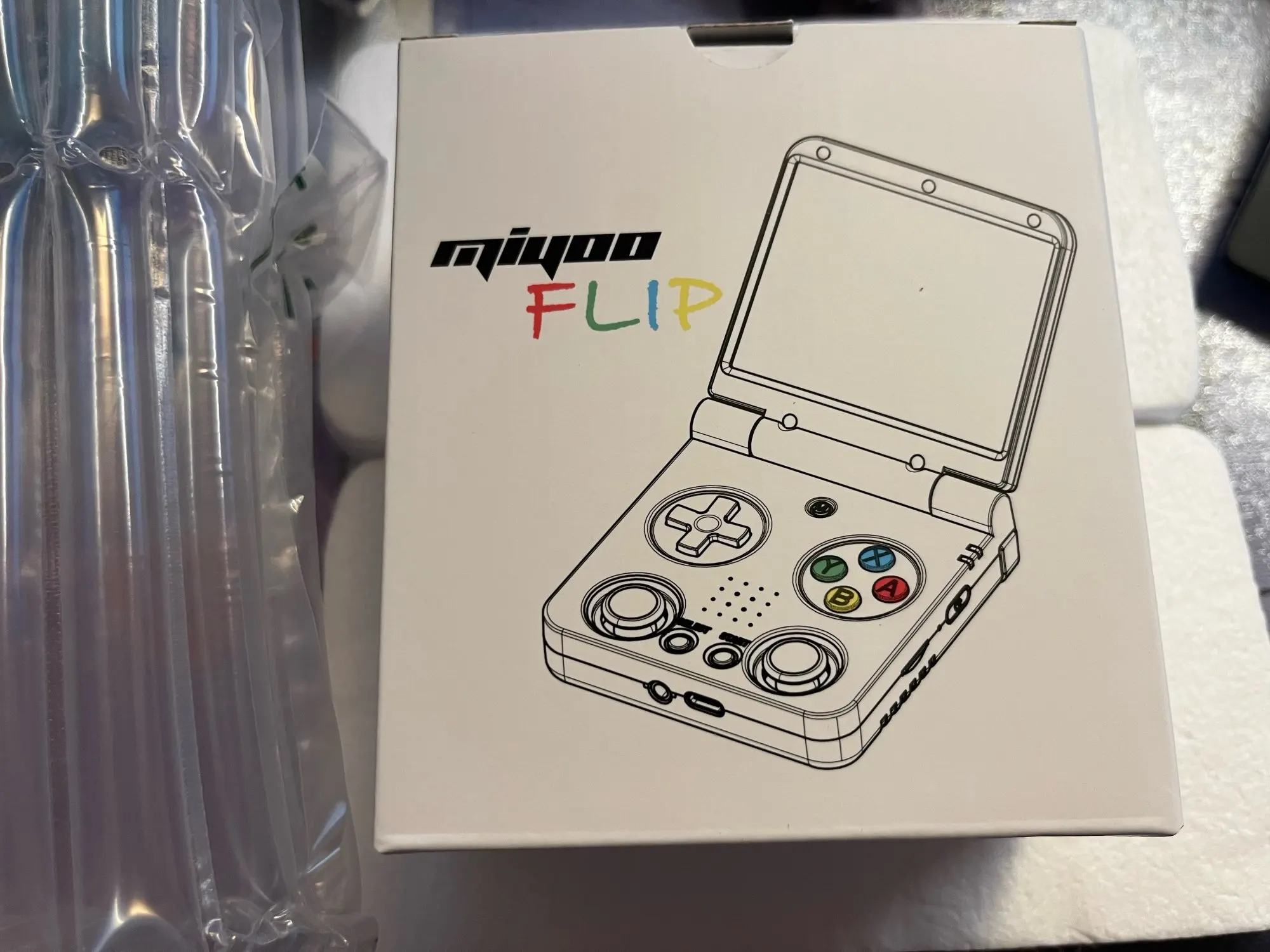 Miyoo flip v2 console de jogos portátil, tela ips de 3.5 polegadas