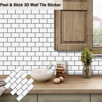 Subway Wall Stickers – Peel & Stick 3D Brick Vinyl Wallpaper (10 Sheets) 1