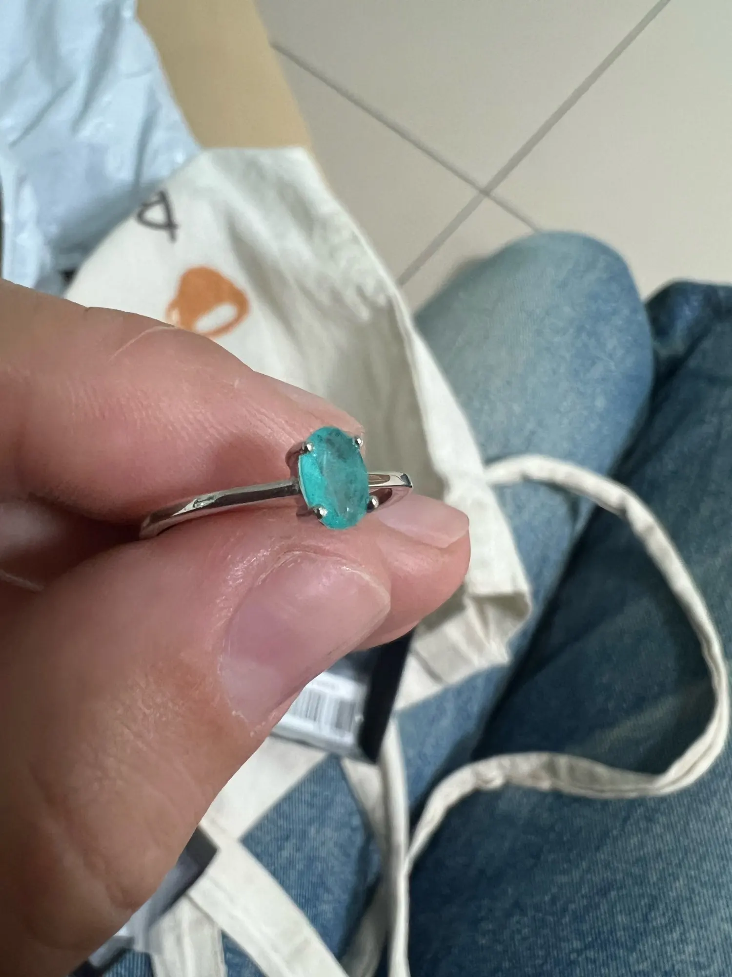 Silver tourmaline ring