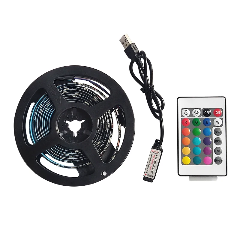 

SZYOUMY 5V USB LED Strip Light 5050 RGB 16 Colors Waterproof Flexible Led Tape TV Backlights Color Changing with 24Key Remote