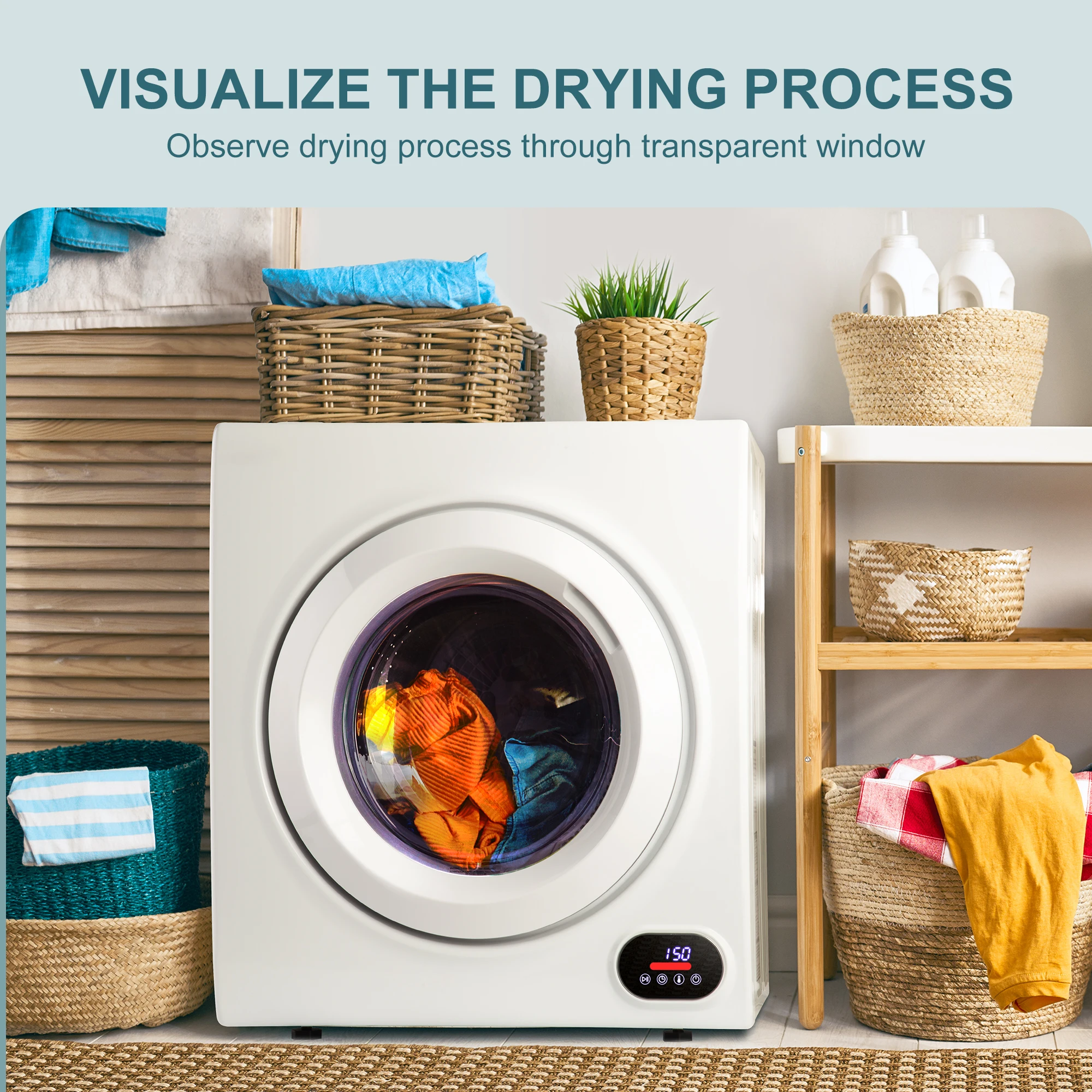 Euhomy 110V Portable Clothes Dryer 2.6 Cu. ft. Front Load Stainless Steel Electric Dryers Machine for Apartment,RVs,Dorms