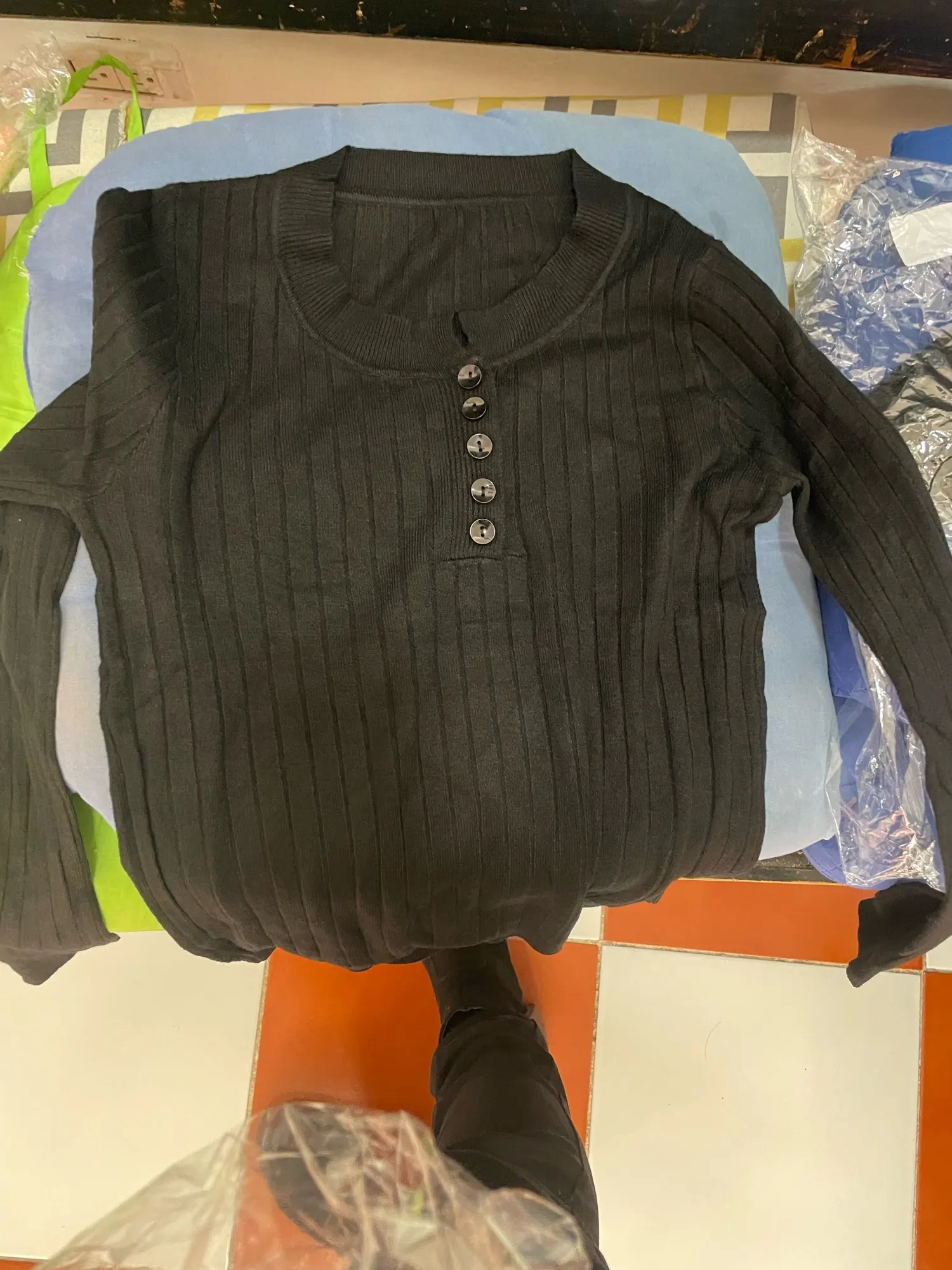 Knitted Women Sweater Button O-neck Pullovers Spring Autumn Basic Sweaters for Female Pullover Slim Solid Bold Stripes Tops photo review