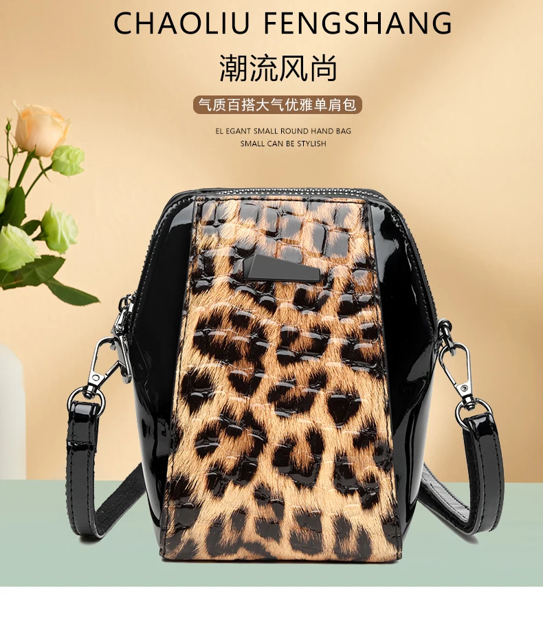 Modische Handtasche mit Leopard- und Krokodil-Muster Damen Mini Schultertasche – Detail 1