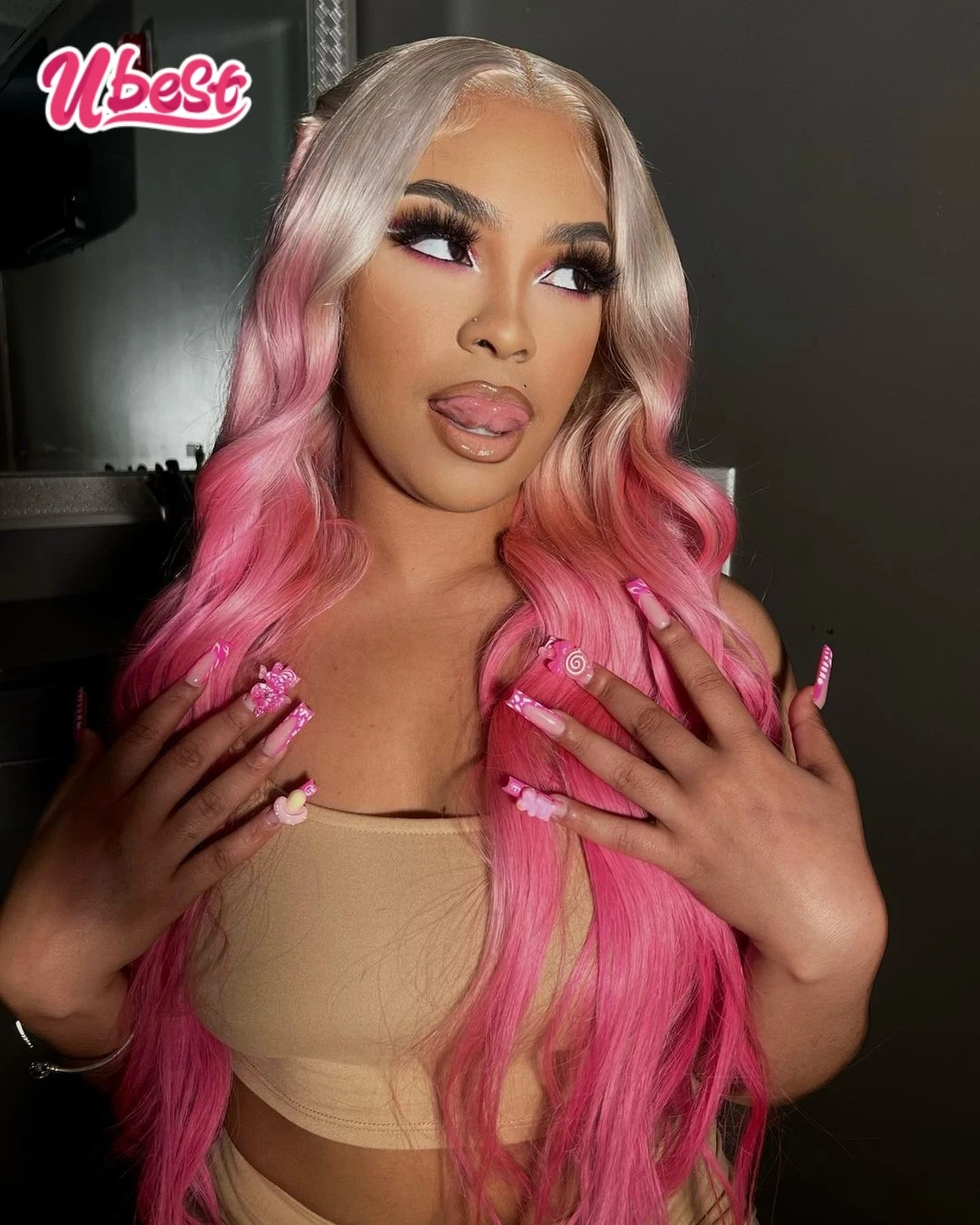 

613 Pink Body Wave Lace Front Wig Body Wavy Glueless Pre Plucked Transparent Lace Frontal Wig Closure Human Hair For Women