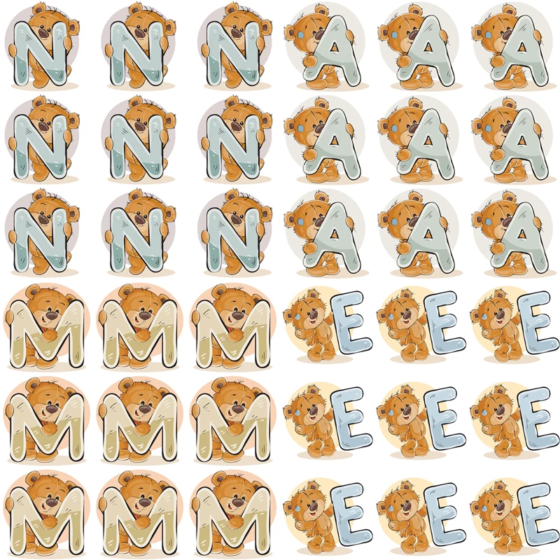 

10 шт./лот, мультяшная термонаклейка с надписью «Медведь»