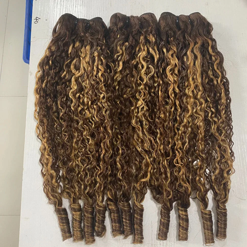 Burmese Curly Hair Bundles Human Hair Quality Highlight Deep Wave Raw Hair Bundles Double Drawn Vietnamese Hair Extension 5