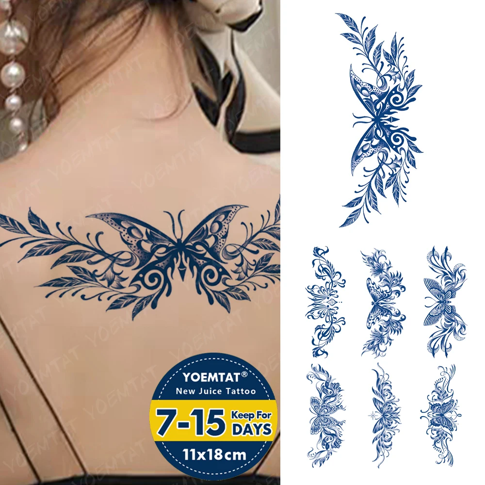 

Полуперманентная тату-бабочка с молью, простые чернила с соком, стойкая водостойкая Временная тату-наклейка, боди-арт, искусственная татуировка для женщин и мужчин