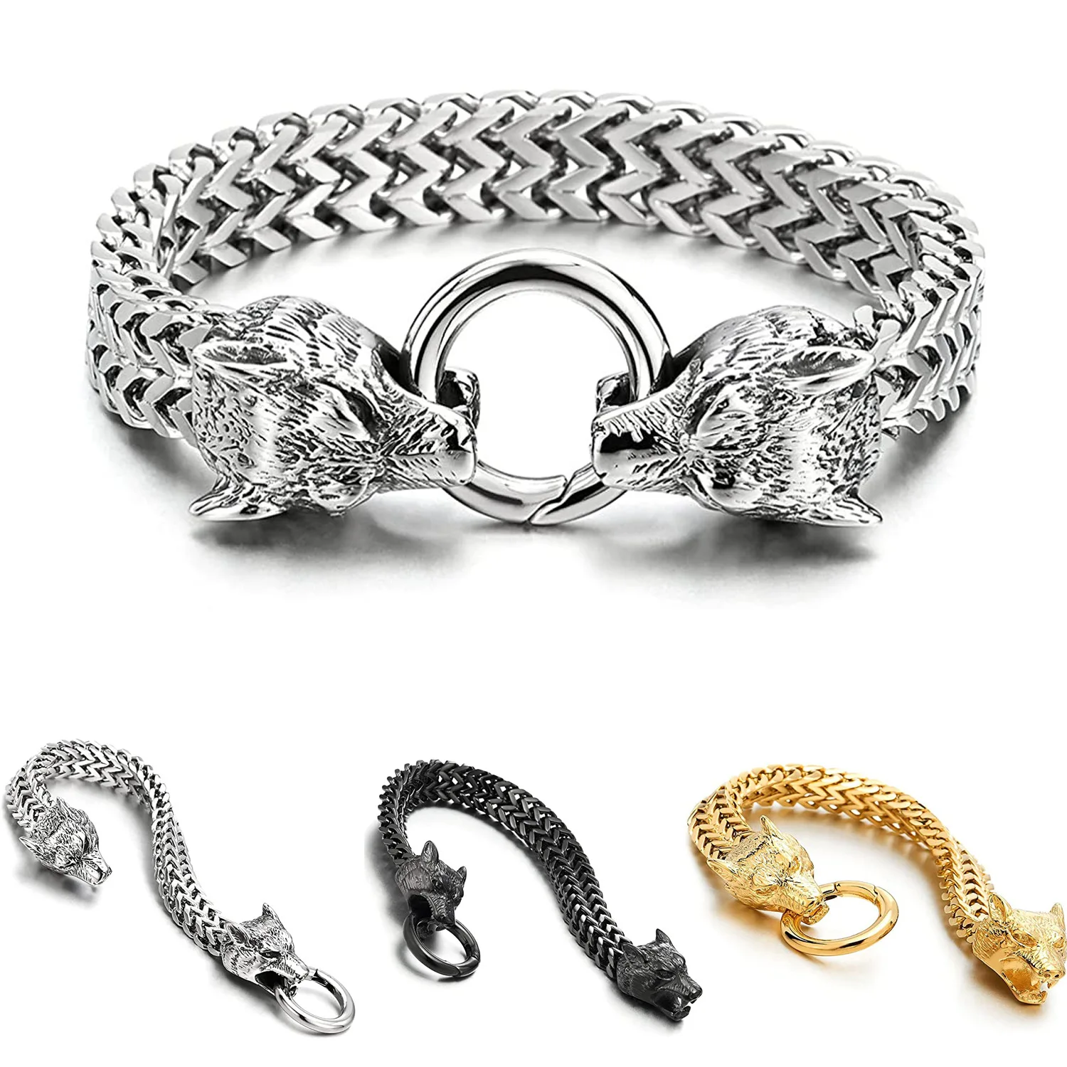 Amazon.com: Men Sterling Silver Wolf Bracelet, Wolf Head Bracelet,  Adjustable Bracelet, Handmade Viking Bracelet, 925k Sterling Silver Bracelet  : Handmade Products