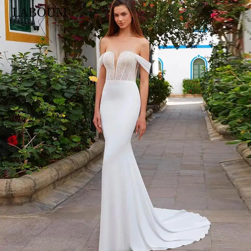 

LaBoum Off The Shoulder Wedding Dresses For Women 2023 Bride Modern Sweetheart Bridal Gowns Vestidos De Novia With Sweep Train