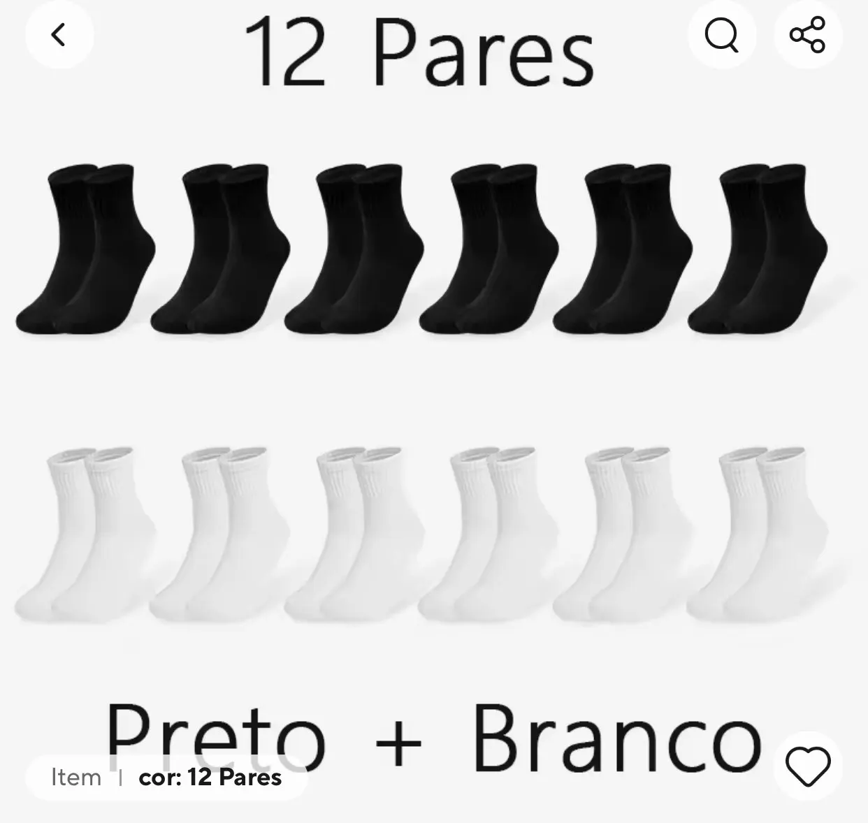 Meias Masculinas de Algodão Preto, Meias Casuais Brancas, Meias Empresariais de Primavera e Verão, Algodão Reciclado, 12 Pares photo review