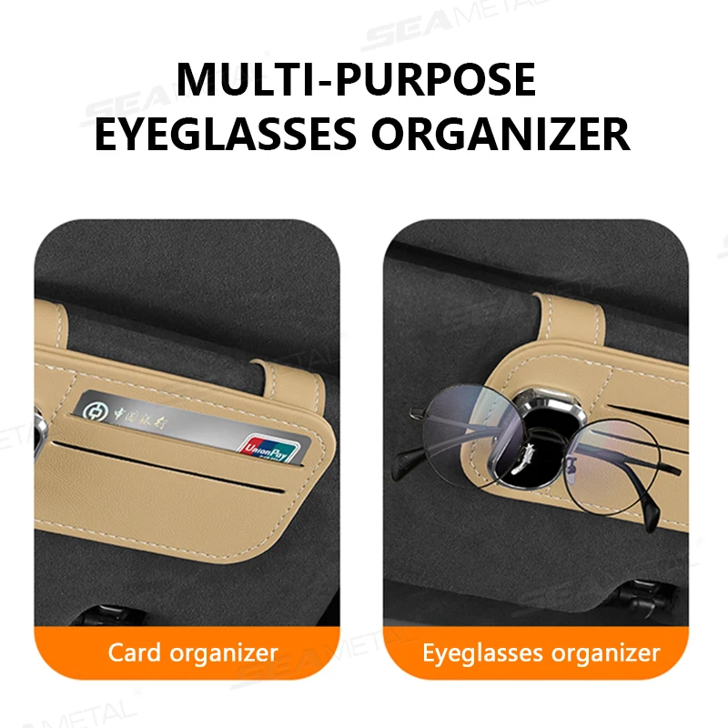PU Leather Car Sunglasses Clip with Card Holder