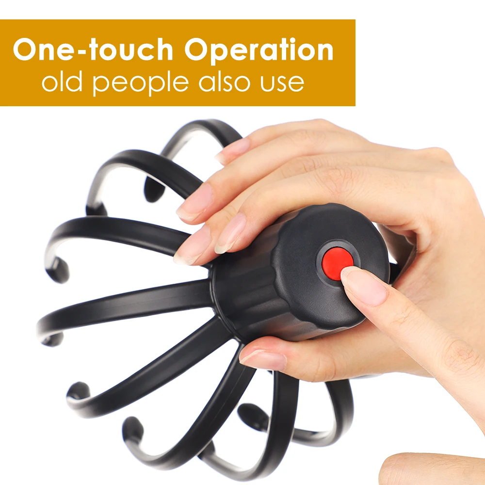 Electric Head Massager Fatigue Stress Relief Massager Rechargeable 12-Claw Instrument Head Acupoints Massage Scalp Care Device