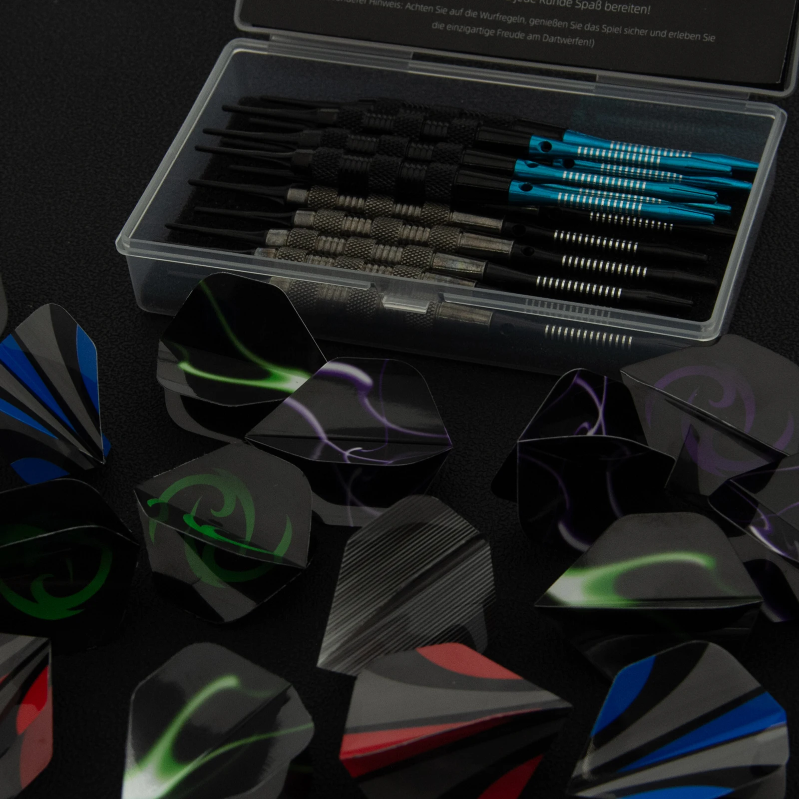 Huanqu set de 12 dardos con punta blanda y ejes de aluminio_voghion.com