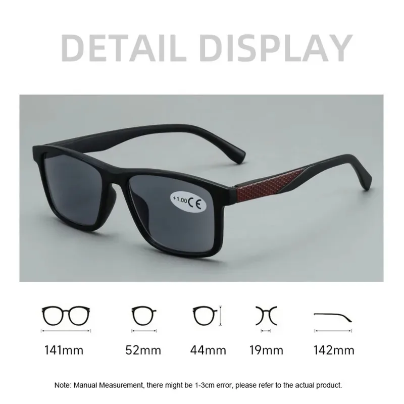 Vintage Men's Square Frame Reading Sunglasses with UV Protection