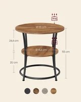Table d'appoint VASAGLE, table de canapé ronde, 2 étagères, construction simple, Ø 55 cm 5