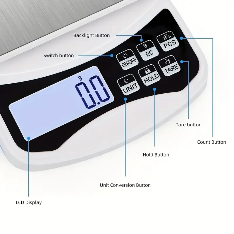 Precision Electronic Kitchen Scale - High-Accuracy Digital Display for Lab and Food Use (Battery Not Included)