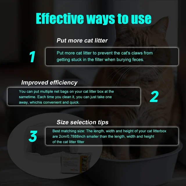 10pcs Reusable Cat Feces Filter, Hands Free Pet Cat Excrement Liners Filter Net For Pet Hygienic Litter Box Liners 6