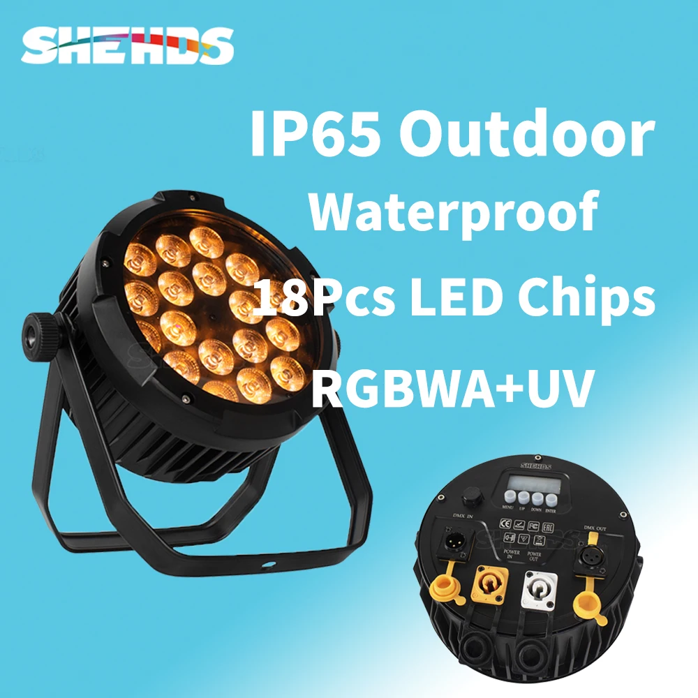 

SHEHDS IP65 Outdoor LED RGBWA+UV Flat Waterproof 18x18W Par Light DMX Controller Party Dj Disco Bar Strobe Dimming Effect