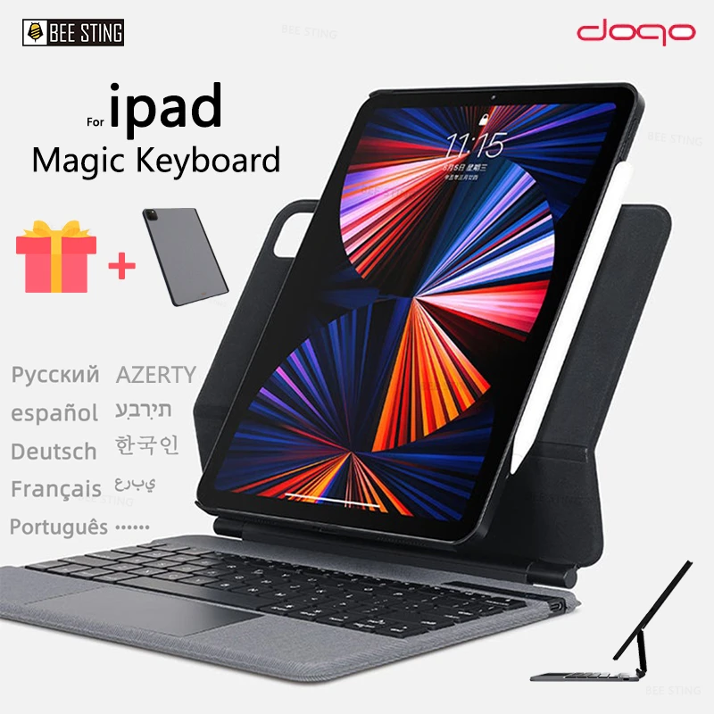 Doqo Magic Keyboard Case For Ipad Pro 11 12.9 2021 2020 2018 Air 4 5 10