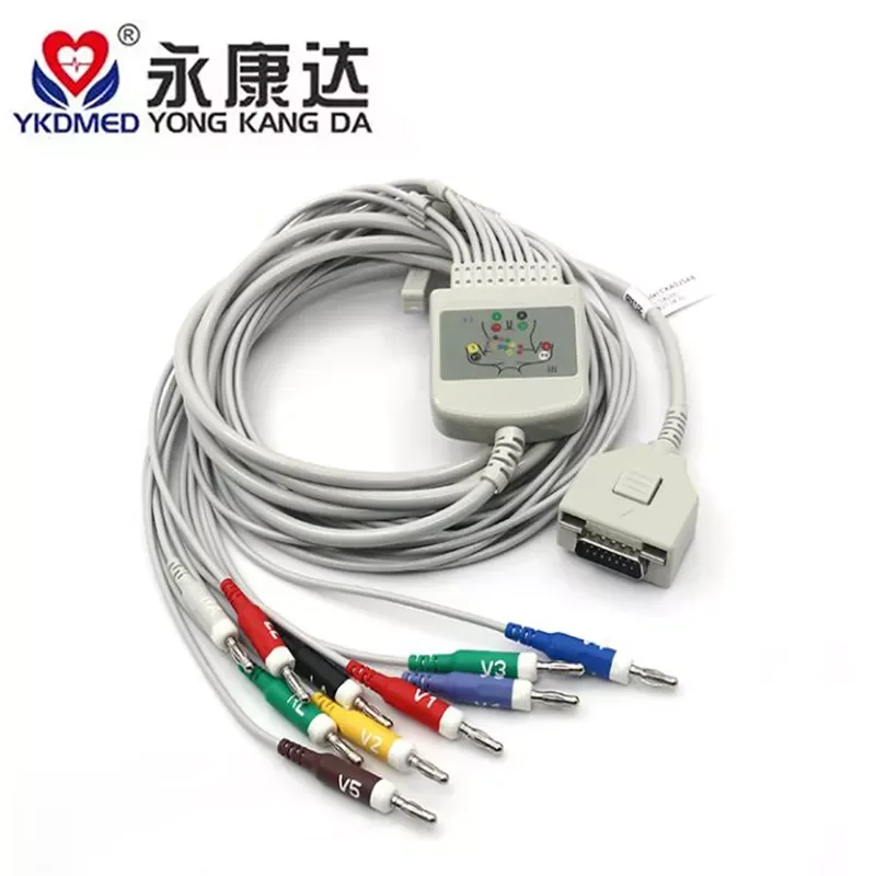 

3PCS/Compatible Fukuda One-Piece 10lead EKG Cable AHA,4.0 Banana Insert, 15 Pins