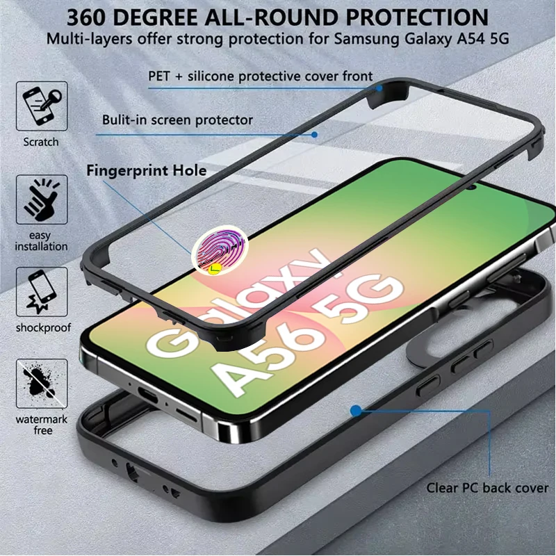 Crystal Clear 360° Protection Shockproof Case with Screen Protector
