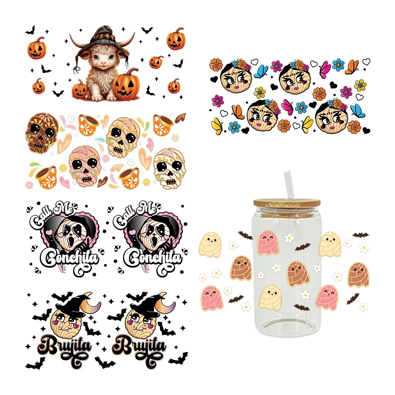 

DTF Call Me Conchita Halloween Concha Cafecito y Chisme Prints For 16oz Libbey Glasses Can Wrap Bottles Cup DIY Waterproof D4128