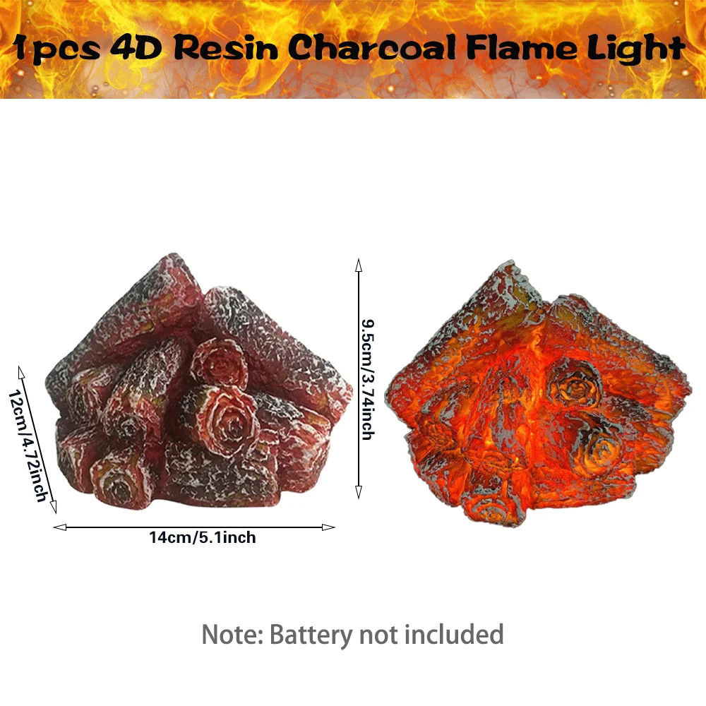 Ulalaza Piccola Lanterna Accogliente per caminetto Tronco Realistico Tradizionale a Legna Effetto Fiamma a Fiamma Lampada da Tavolo a LED in Stile Carbone di Legna per Uso Interno ed Esterno