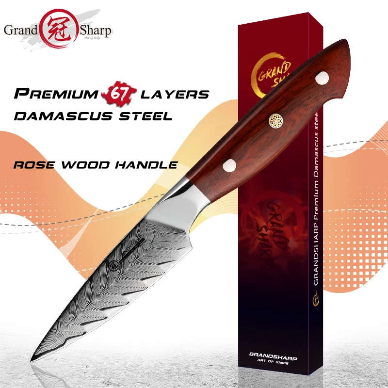 

Chef Knife VG10 Damascus Steel Japanese Kitchen Knives Utility Paring Tomato Slicing Cooking Tools Stainless Steel Wooden Handle