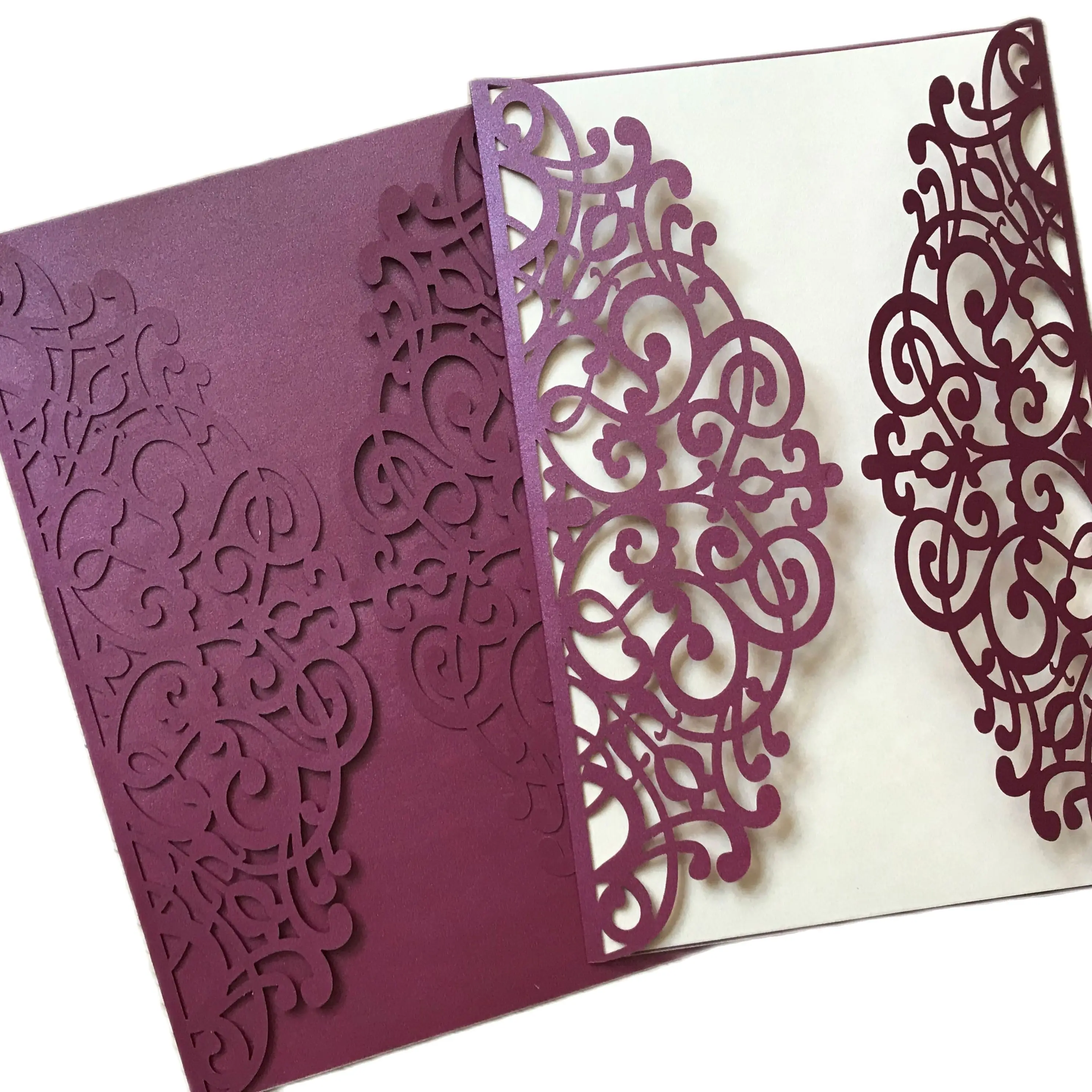 

Vintage Laser Cut Wedding Invitation Card, Anniversary Invitation Cover,Many Colors Optional, Navy Blue