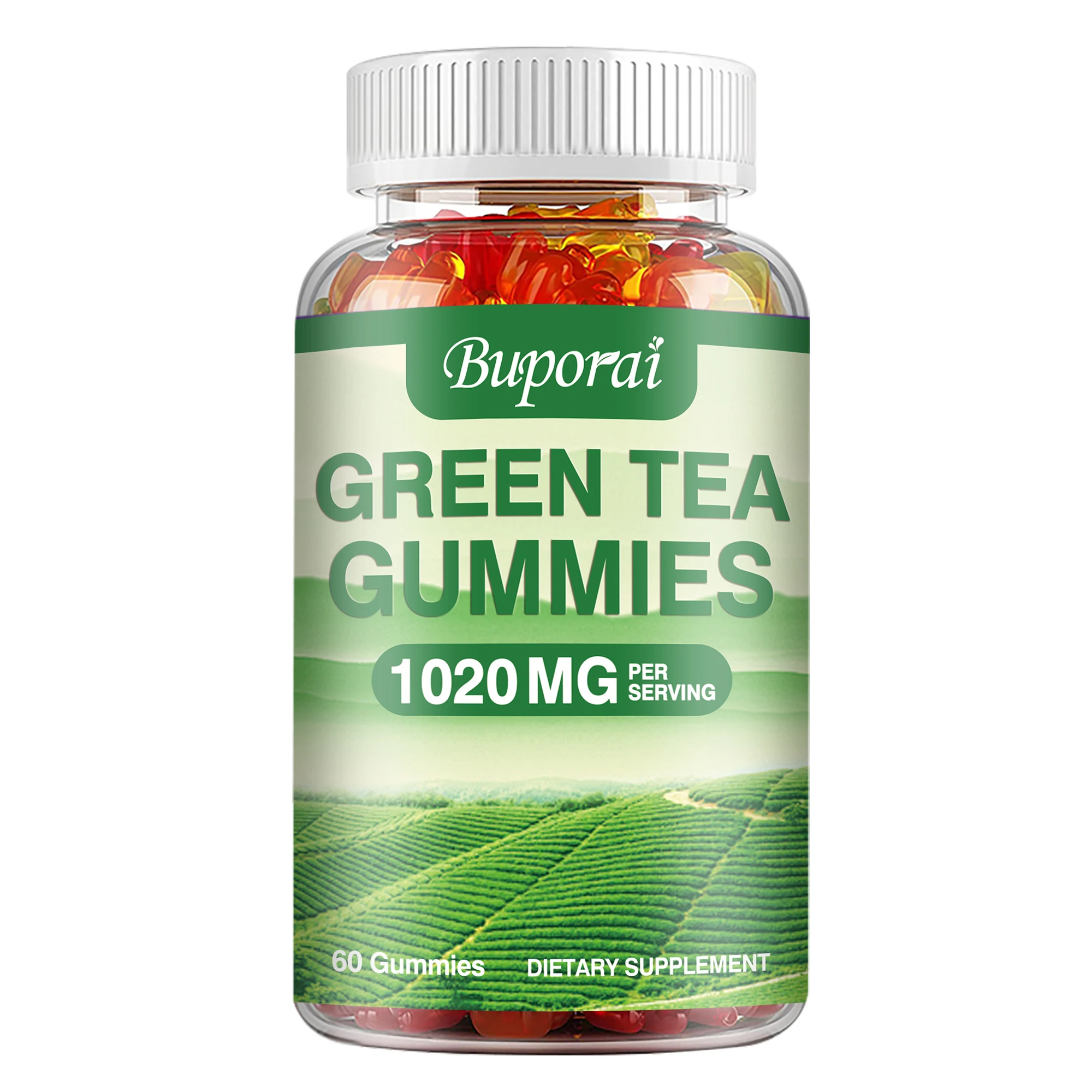 thumbnail image 1 of Gomitas de té verde: quema de grasa abdominal, estimula el metabolismo, suprime el apetito y controla el peso (60 gomitas), 1 of 5