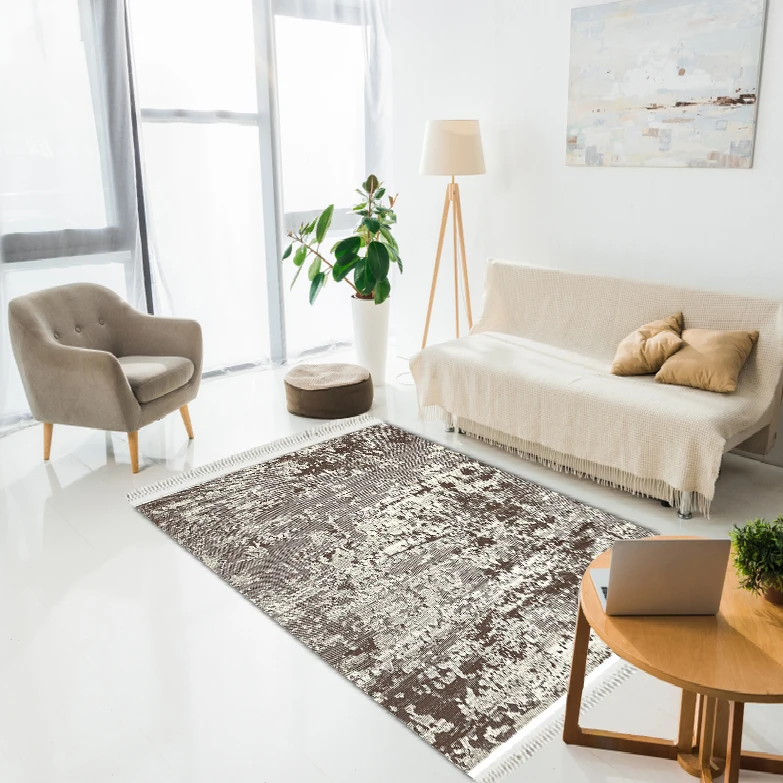 

Ethnic Abstract Patterned Modern Decor Printed Carpet Dried Mink & Brown Bedroom and home decoration gift