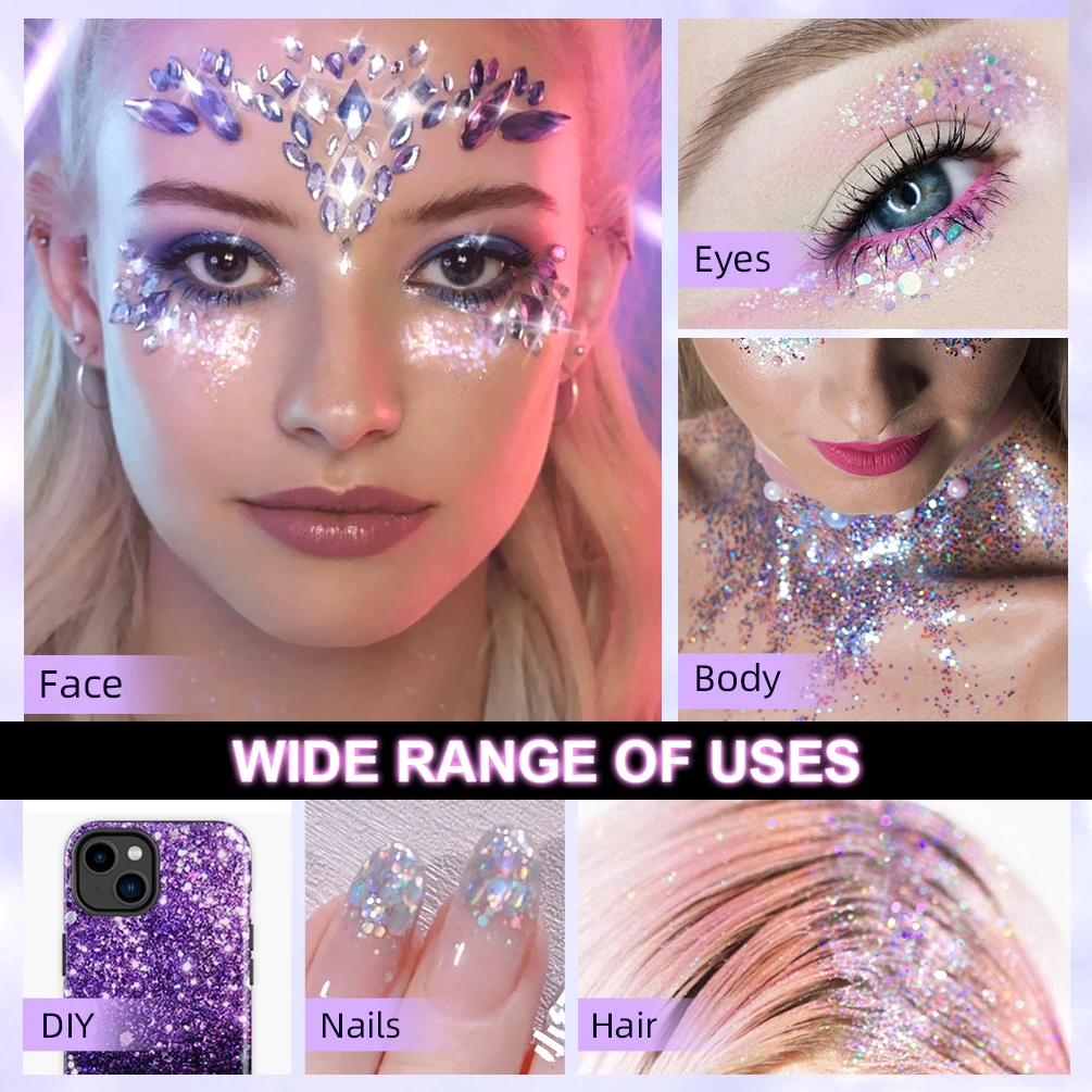 Fine Shimmer Gel Chameleon Sequin Eyeshadow Highgloss Glitter Nail Hair Body Face Multifunction Makeup Decoration Party Festival 3