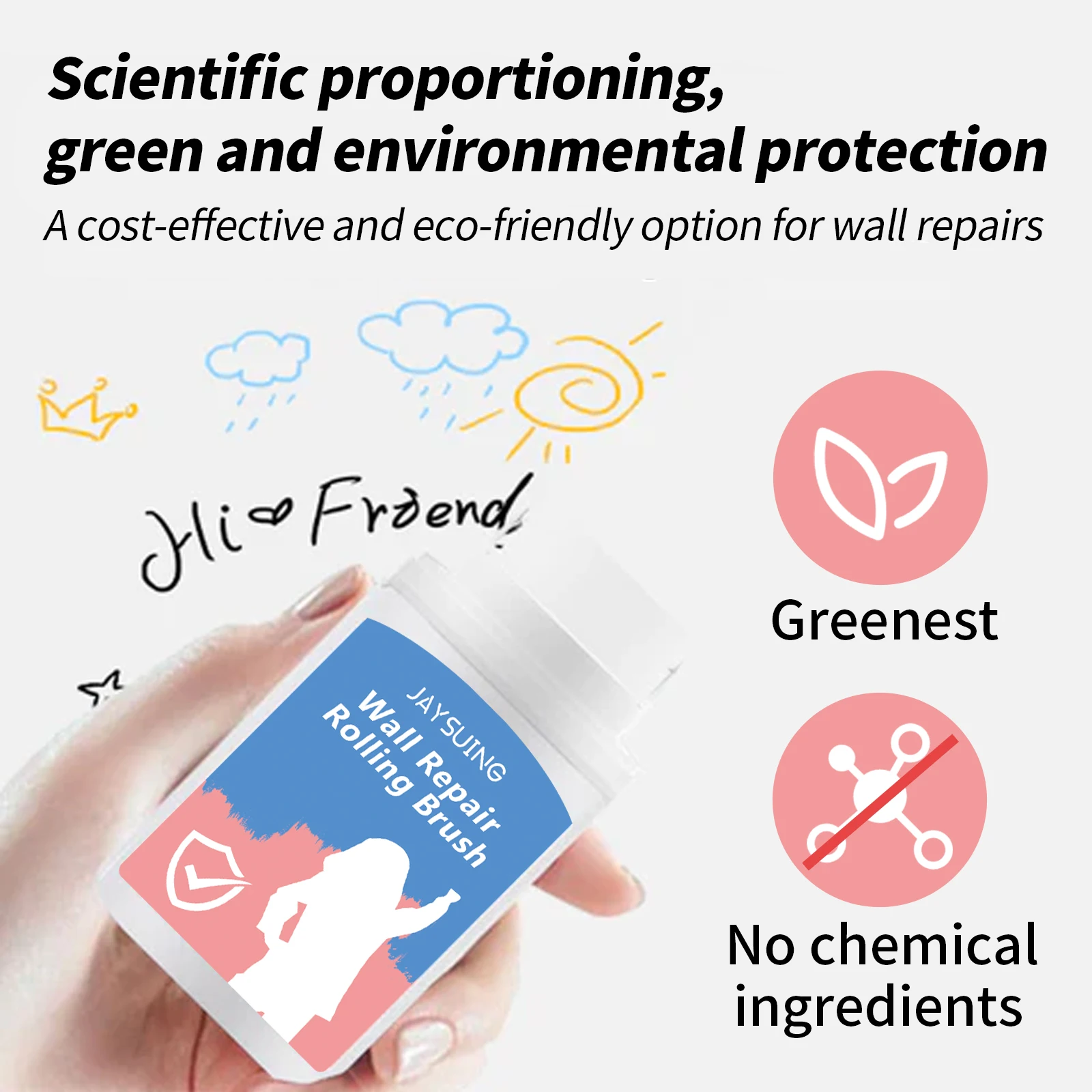 Wall Repair Rolling Brush Graffiti Cover Wall Mildew Crack Maintenance Renovation Home Wall Rolling Brush High Coverage