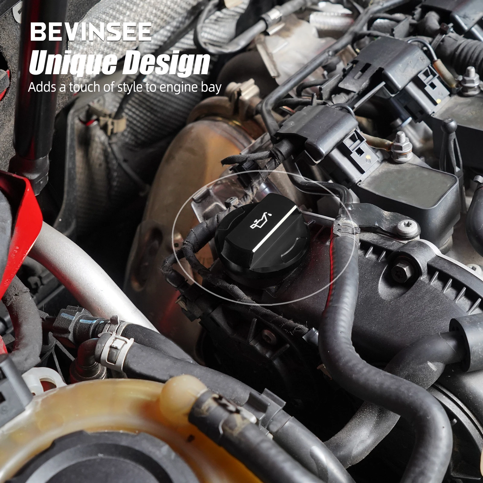 BEVINSEE Engine Oil Filler Cap Oil Filler Cap for 1.8L/2.0L EA888 Gen 3 for VW for Golf 7 GTI R Polo Jetta for Audi A3 S3 Q3 06K103485A
